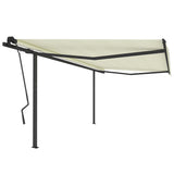 Manual Retractable Awning With Posts Orange And Brown