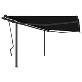 Manual Retractable Awning With Posts Orange And Brown