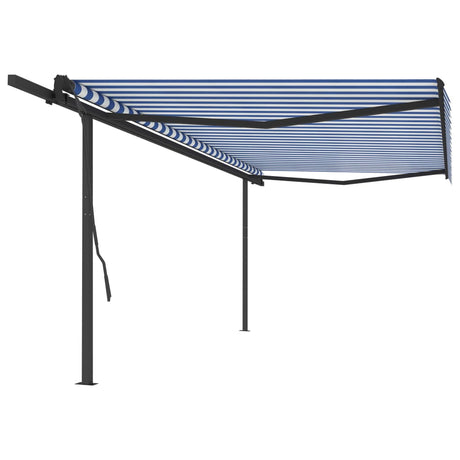 Manual Retractable Awning With Posts Orange And Brown