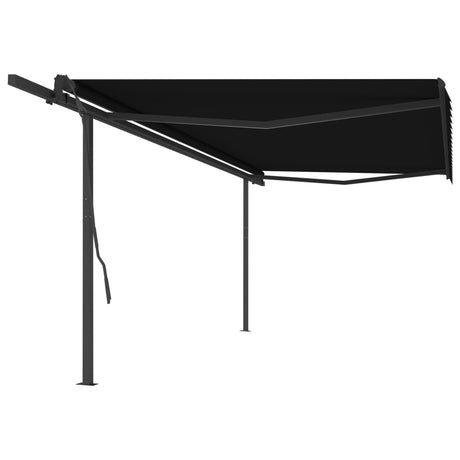 Manual Retractable Awning With Posts Orange And Brown