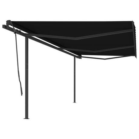 Manual Retractable Awning With Posts Orange And Brown