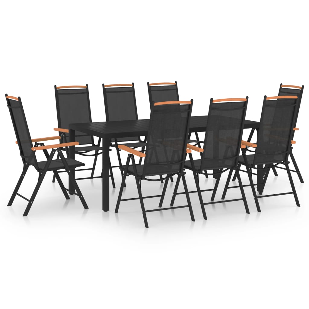 7 Piece Garden Dining Set Aluminium Black