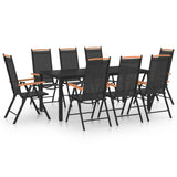 7 Piece Garden Dining Set Aluminium Black