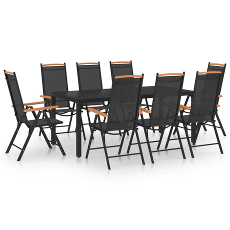 7 Piece Garden Dining Set Aluminium Black