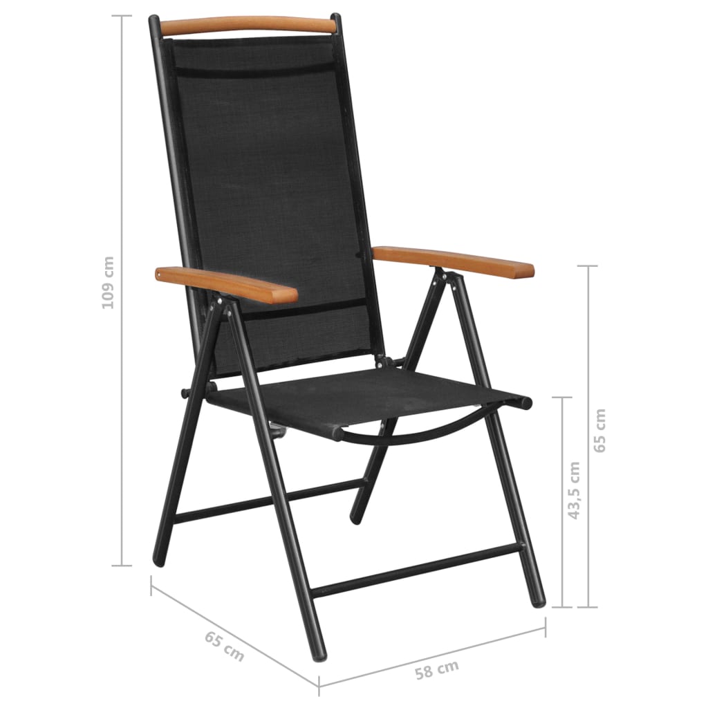 7 Piece Garden Dining Set Aluminium Black