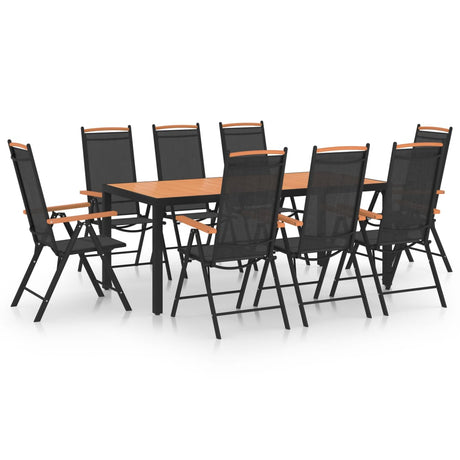 7 Piece Garden Dining Set Aluminium Black