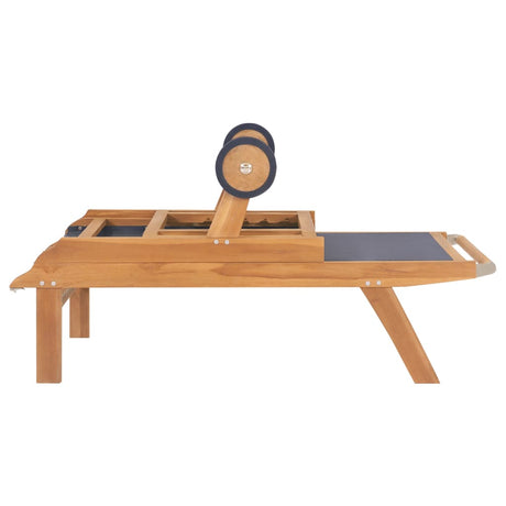 Folding Sun Loungers With Wheels 2 Pcs Solid Teak And Textilene