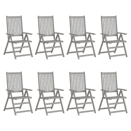 Garden Reclining Chairs 4 Pcs Grey Solid Acacia Wood