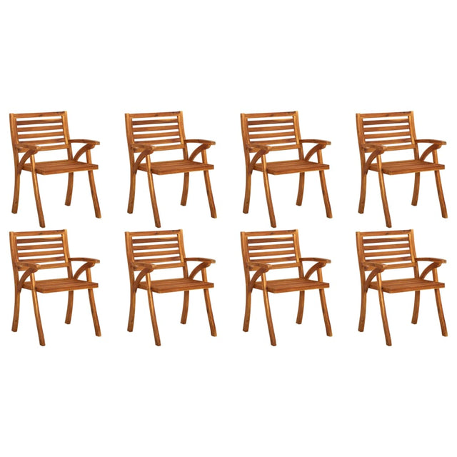 Garden Chairs 8 Pcs Solid Acacia Wood