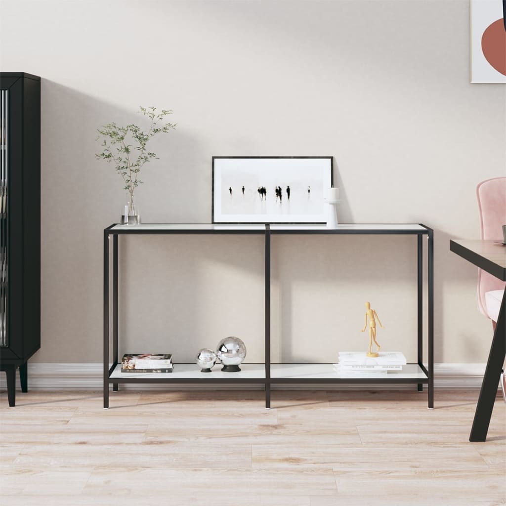 Console Table White 160X35X75.5 Cm Tempered Glass