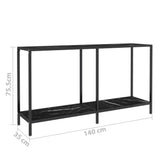 Console Table Black 140x35x75.5 cm Tempered Glass