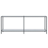 Console Table White 200x35x75.5 cm Tempered Glass