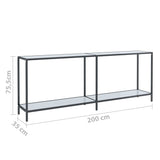 Console Table White 200x35x75.5 cm Tempered Glass