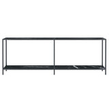 Console Table Black 220x35x75.5 cm Tempered Glass