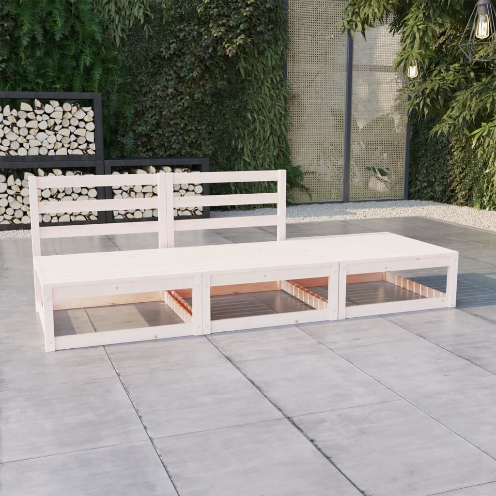 3 Piece Garden Lounge Set Solid Pinewood