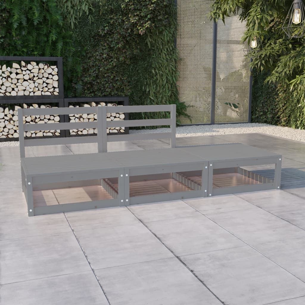 3 Piece Garden Lounge Set Solid Pinewood