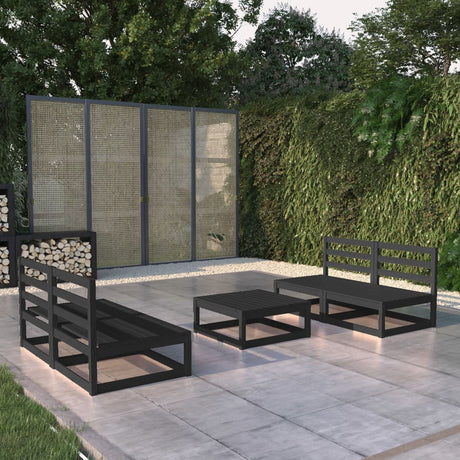 5 Piece Garden Lounge Set Solid Wood Pine