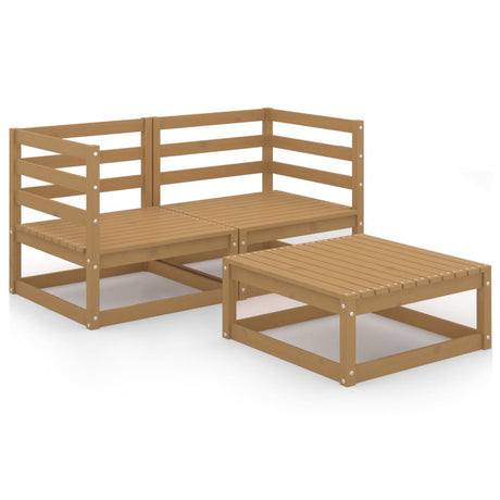 3 Piece Garden Lounge Set Solid Pinewood