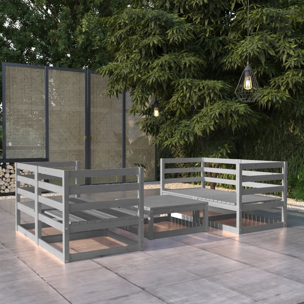 5 Piece Garden Lounge Set Solid Pinewood