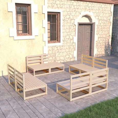 8 Piece Garden Lounge Set Solid Wood Pine