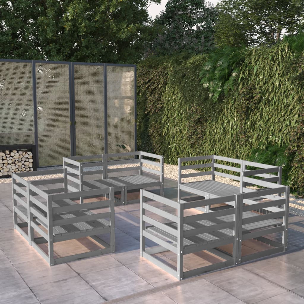 8 Piece Garden Lounge Set Solid Pinewood