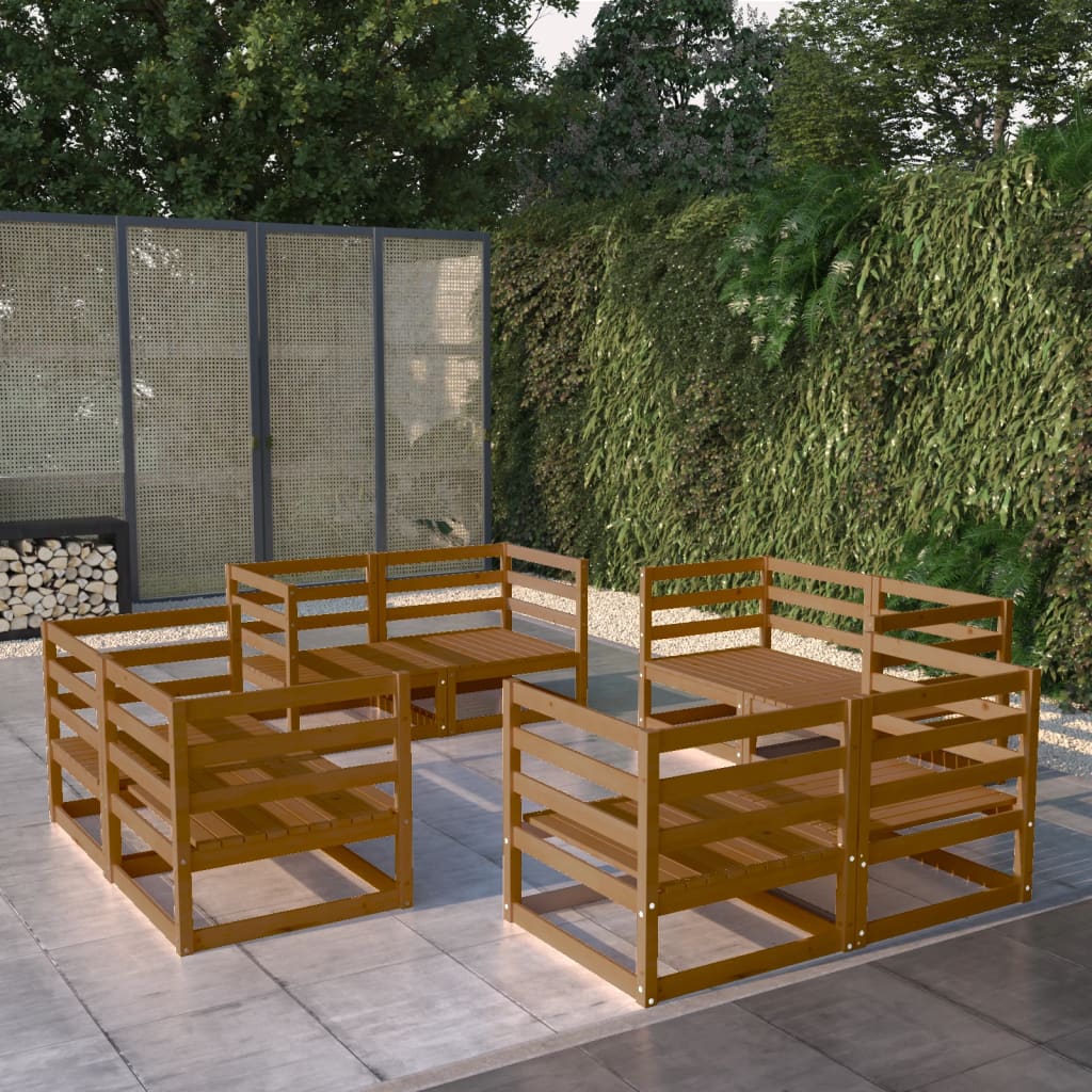 8 Piece Garden Lounge Set Solid Pinewood
