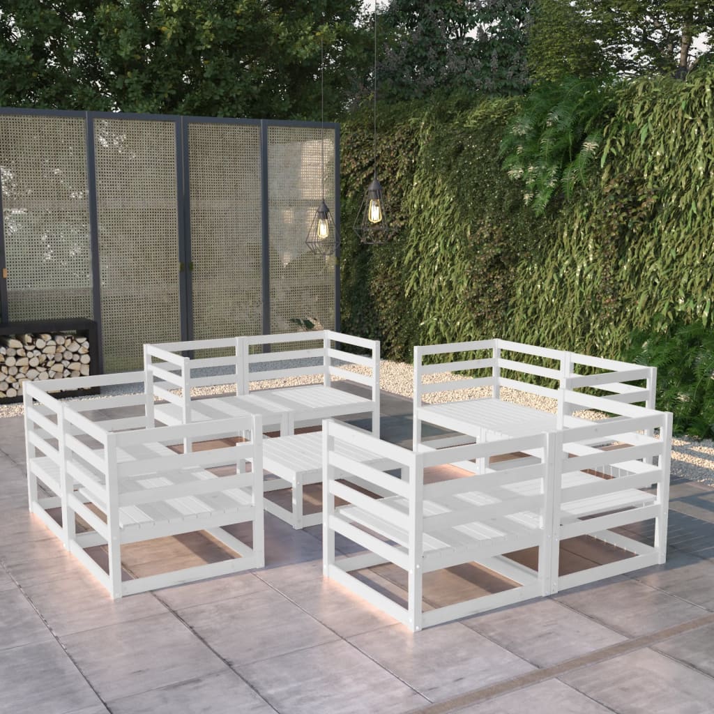 9 Piece Garden Lounge Set Solid Pinewood