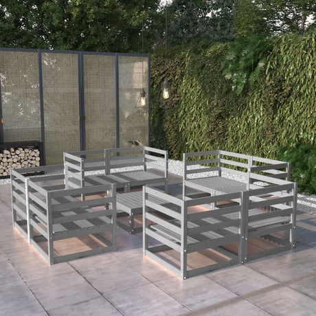 9 Piece Garden Lounge Set Solid Pinewood