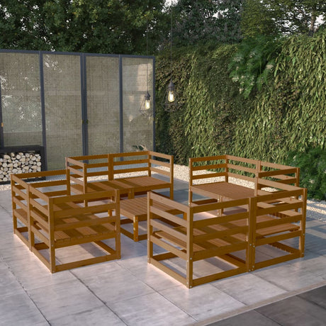 9 Piece Garden Lounge Set Solid Pinewood