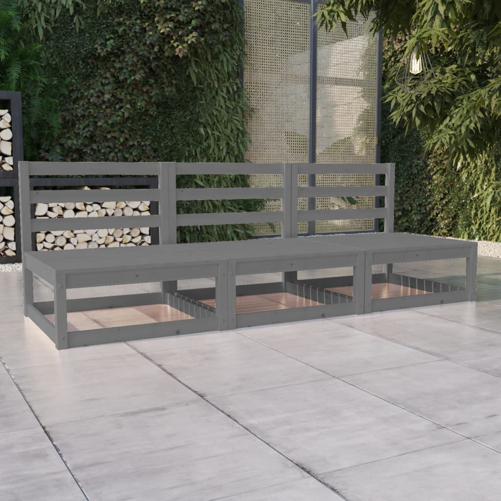 Garden 3-Seater Sofa Solid Pinewood