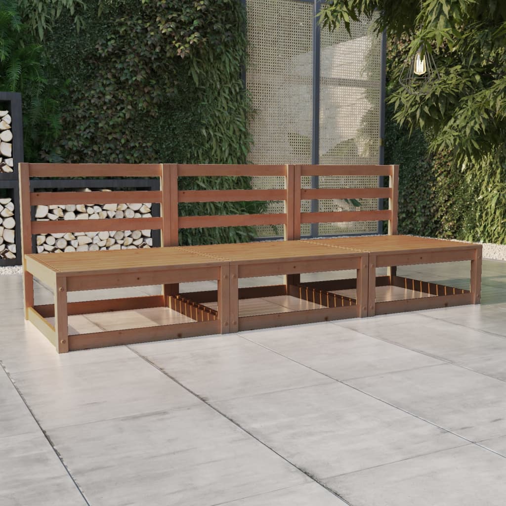 Garden 3-Seater Sofa Solid Pinewood