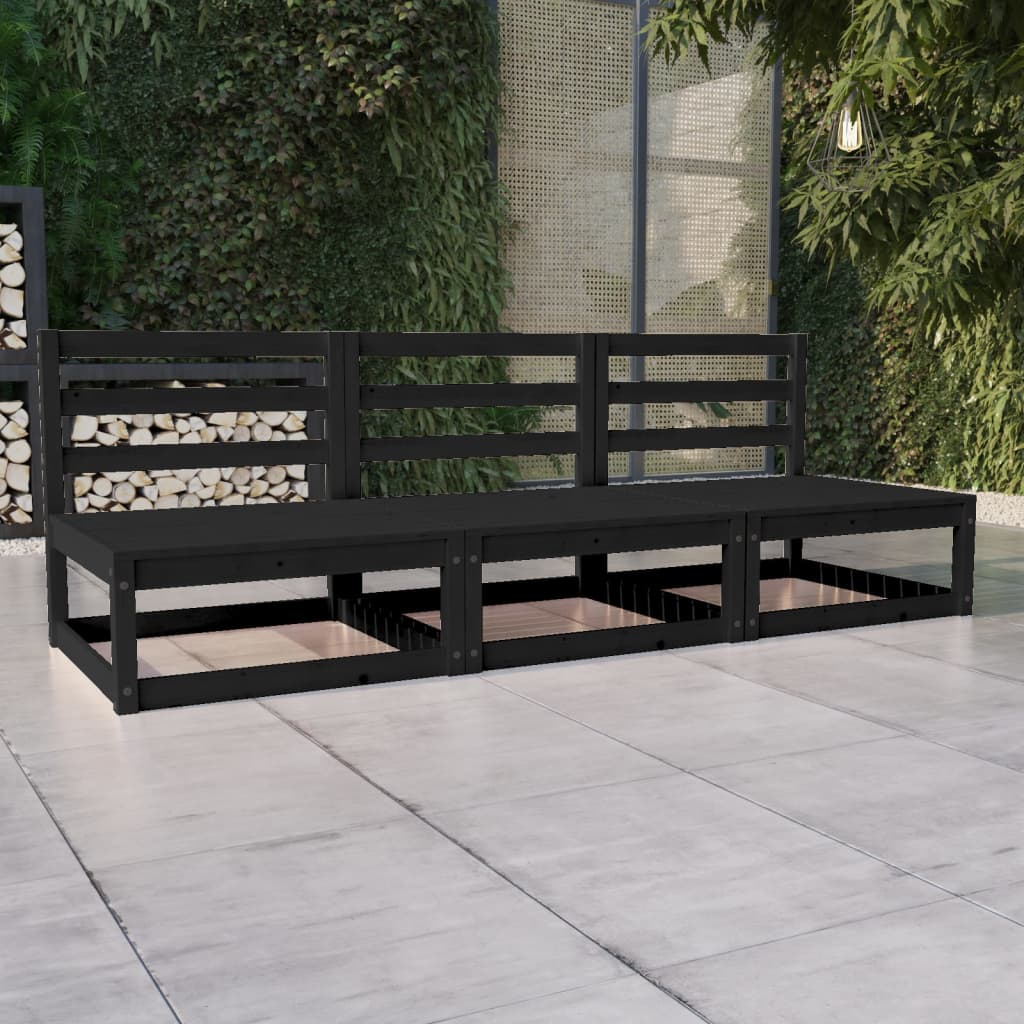 Garden 3-Seater Sofa Solid Pinewood