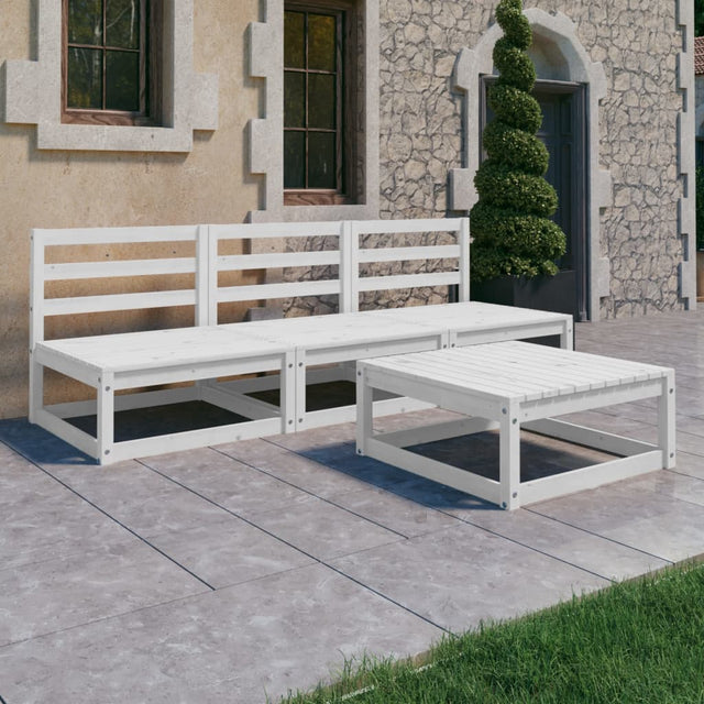 4 Piece Garden Lounge Set Solid Wood Pine