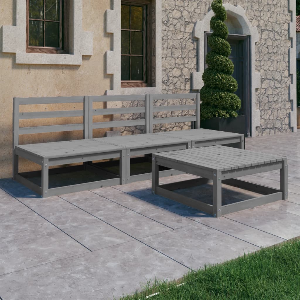 4 Piece Garden Lounge Set Solid Wood Pine