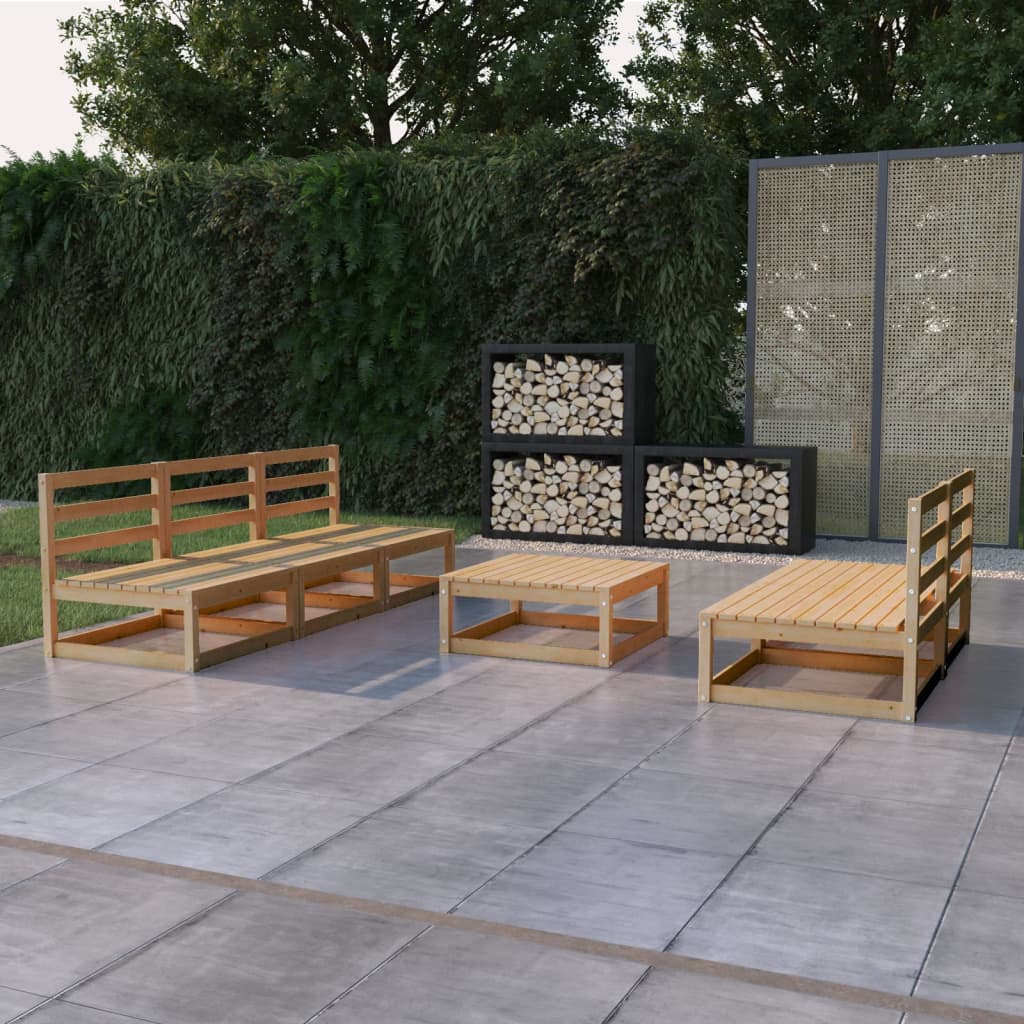 6 Piece Garden Lounge Set Solid Wood Pine