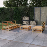 6 Piece Garden Lounge Set Solid Wood Pine
