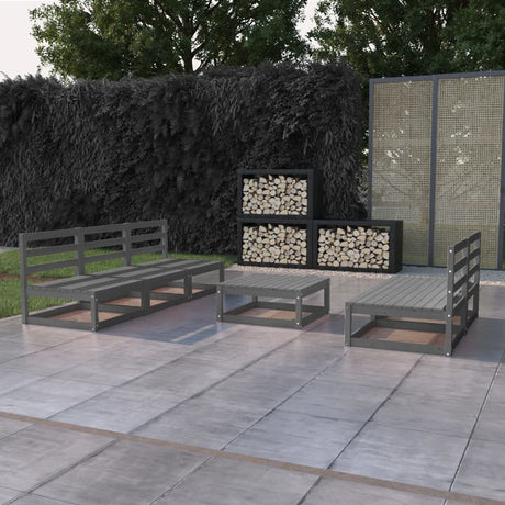 6 Piece Garden Lounge Set Solid Wood Pine