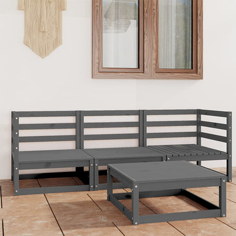 4 Piece Garden Lounge Set Solid Pinewood
