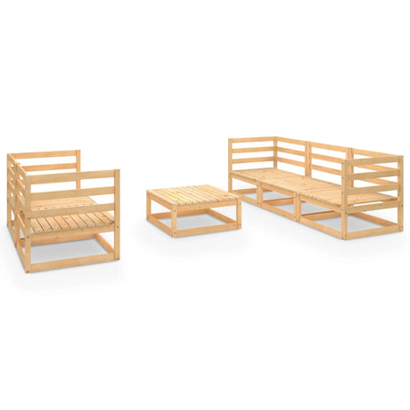 6 Piece Garden Lounge Set Solid Pinewood