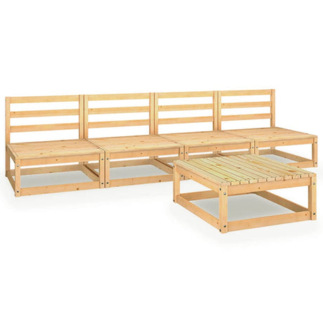 5 Piece Garden Lounge Set Solid Wood Pine
