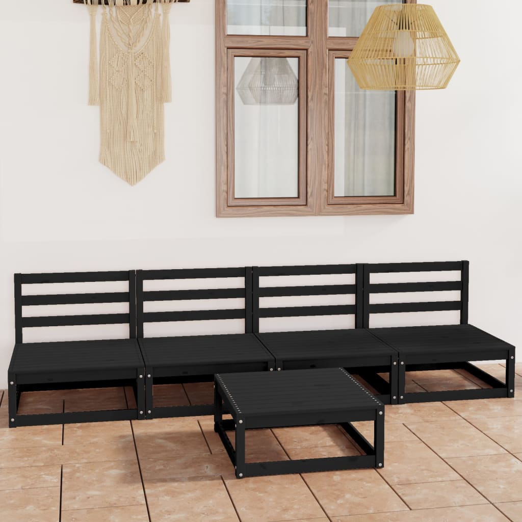 5 Piece Garden Lounge Set Solid Wood Pine