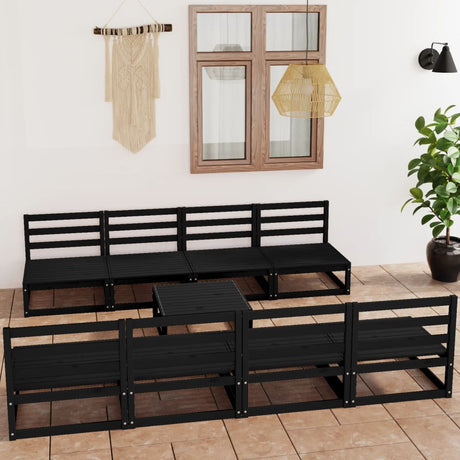 9 Piece Garden Lounge Set Solid Pinewood
