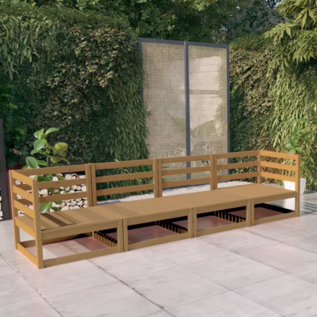 Garden 4-Seater Sofa Solid Pinewood
