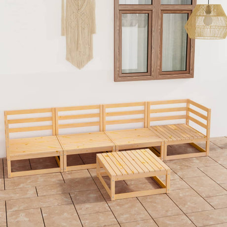 5 Piece Garden Lounge Set Solid Wood Pine