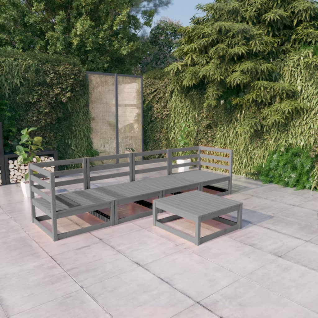 5 Piece Garden Lounge Set Solid Wood Pine