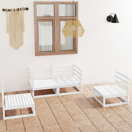 4 Piece Garden Lounge Set Solid Wood Pine