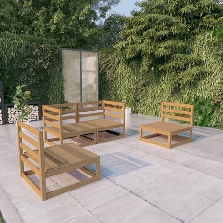 4 Piece Garden Lounge Set Solid Wood Pine