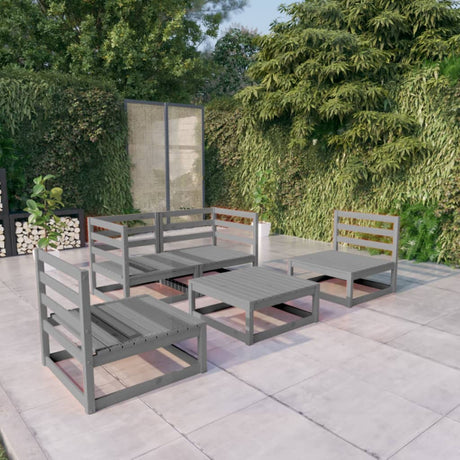 5 Piece Garden Lounge Set Solid Wood Pine