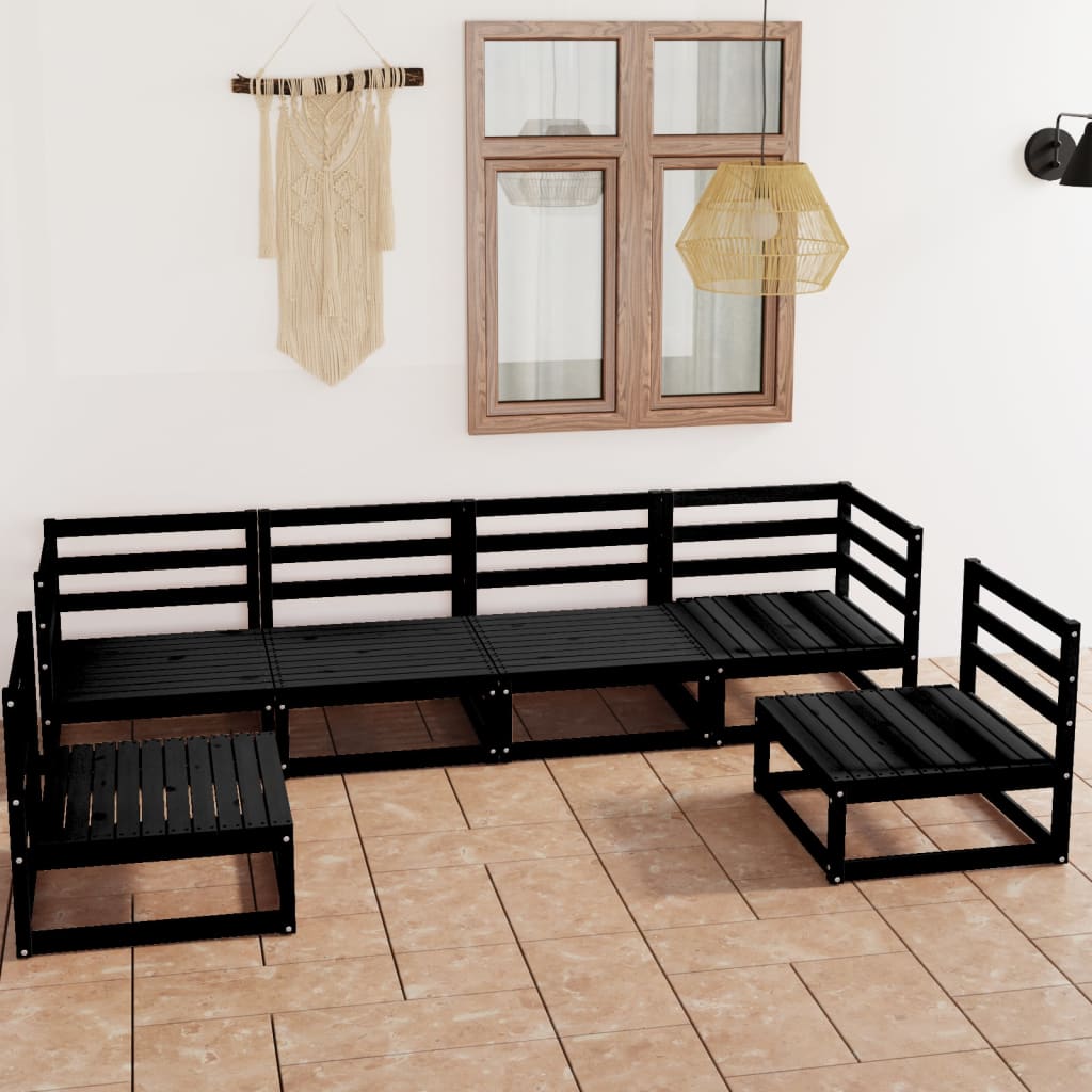 6 Piece Garden Lounge Set Solid Pinewood