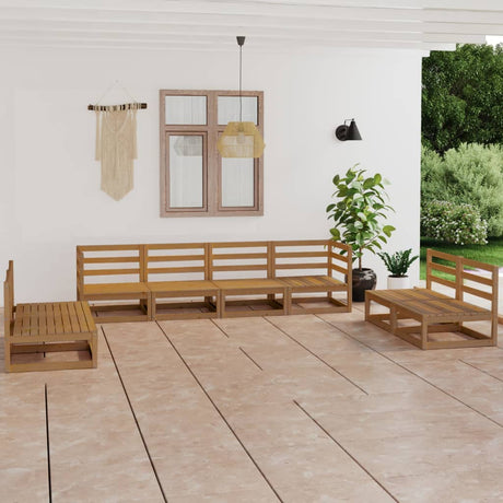 8 Piece Garden Lounge Set Solid Pinewood